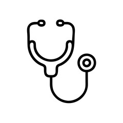 Stethoscope outline medical symbol on a white background  