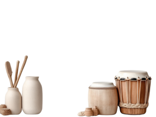 Musical instruments on a white isolate background