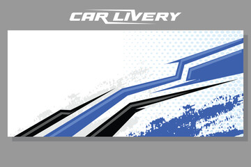 car livery graphic vector. abstract grunge background color white design for vehicle vinyl wrap and car branding in color blue