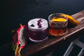Summer Cocktails with River Background