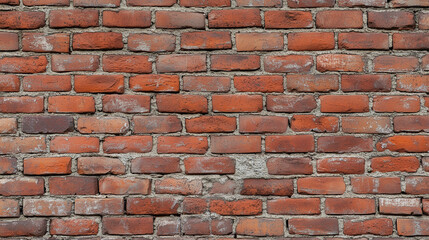 Fototapeta premium Red brick wall texture with weathered mortar lines