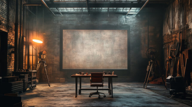 A vintage industrial backdrop designed to enhance the visual appeal of virtual meetings, providing a distinctive and professional setting