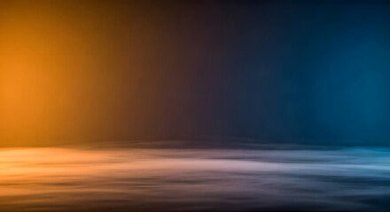 A hazy fog blanketing a surface with a gradient of burnt orange to midnight blue, Ai Generated