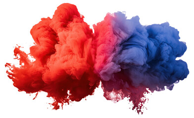 Fototapeta premium Colorful cloud of red and blue ink swirling together