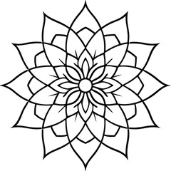 Tattoo Mandala – Delicate line art, often used for body art. Generative AI.