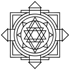Yindu yantra mandala. geometric-patterns. Generative AI.