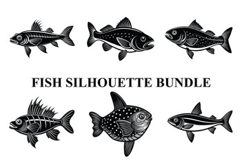 Fish Silhouette Bundle | Marine Life Clipart | Fishing Vector Graphics