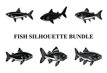 Fish Silhouette Bundle | Marine Life Clipart | Fishing Vector Graphics