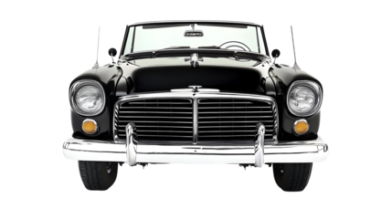 3d Render Classic Black Automobile Front View on Transparent Background