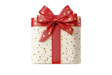 A Beautifully Wrapped Gift Box with a Red Bow and Gold Accents Against a Black Background, Perfect for Celebrations and Special Occasions