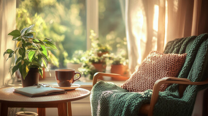 The essence of enjoying a quiet coffee break at home, reflecting a sense of comfort and relaxation in a personal space