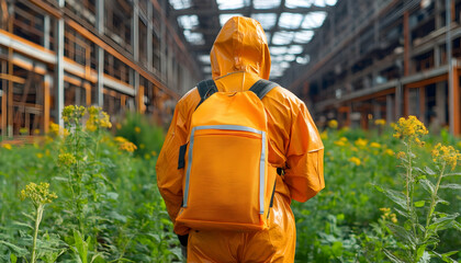 Person in Hazmat Suit, Abandoned Factory