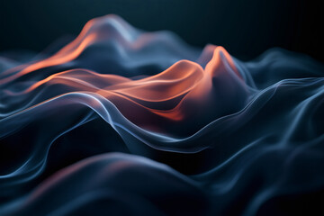 Abstract waves of blue and orange, digital art, flowing patterns, serene yet energetic, artistic creation.