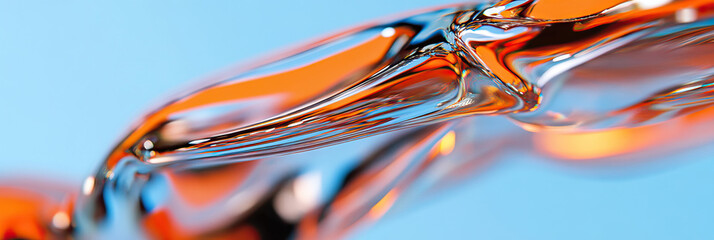 Abstract Image of Translucent Liquid Flow with Orange and Blue Background
