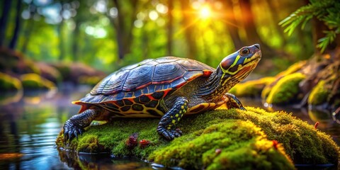 Obraz premium Water Tortoise, Turtle, Reptile, Wildlife, Nature, Pond, Shell, Amphibian