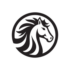 Silhouette of a horse head vector illustration, tribal tattoo style, black design with mane, wild animal symbol, ideal for logo, chess, and tattoo art