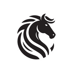 Naklejka premium Black and white horse head silhouette vector illustration with tribal and wild design