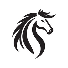 Naklejka premium Black and white horse head tattoo silhouette design