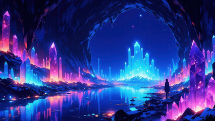 Fototapeta premium anime wallpaper illustration background, otherworldly concept.