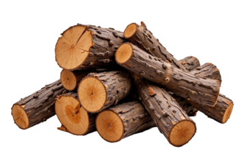 A Pile of Naturally Cut Wooden Logs on a Black Background, Showcasing Their Textured Bark and Smooth Inner Surfaces Perfect for Rustic or Natural Themes