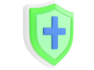 Obraz premium Illustration of 3D Green Shield Symbolizing Health Protection Care