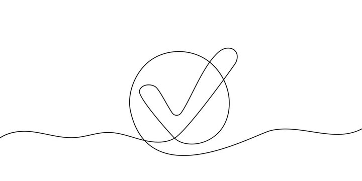 recommend clip art: Continuous line drawing of check mark. Tick one line icon. One line drawing background. Vector illustration. Check mark black icon