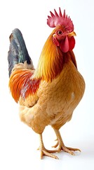 Fototapeta premium Rooster Portrait Against White Background.