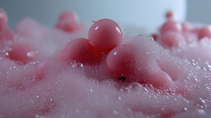 Fototapeta premium Pink spheres in a bath of suds