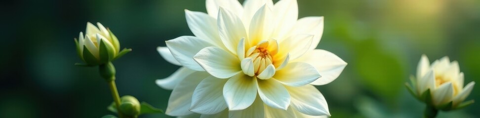 Fototapeta premium Magnificent white dahlia, intricate details, soft light , summer, dahlia