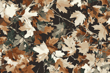 Camouflage seamless pattern. Forest real tree camouflage design. Hunting camouflage. Vector hunting camo texture.