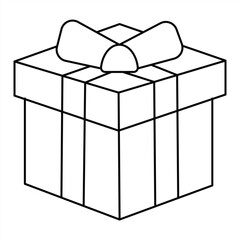 gift box icon with ribbon. gift box flat line silhouette. vector illustration