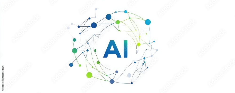 Poster abstract representation of artificial intelligence with connected nodes and technology theme