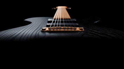 Fototapeta premium Close-up of a dark electric guitar neck and body. Wooden grain detail visible