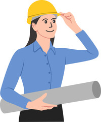 Construction worker with helmet and tools