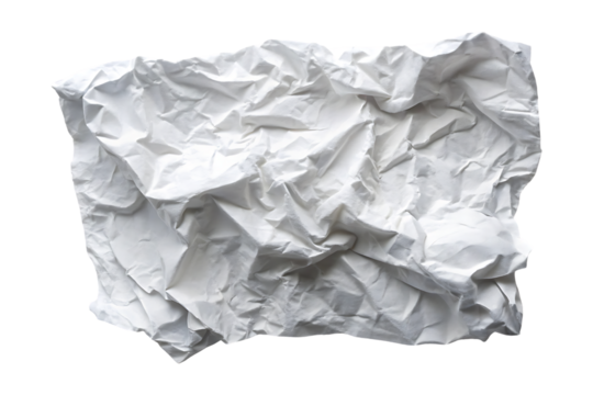 Crumbled paper ball on a transparent background