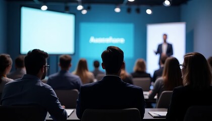 Fototapeta premium Audience Listening to Business Presentation