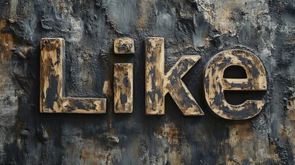 text "Like" in military-style stencil font with sharp edges and block-like shapes.