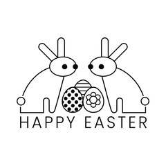 Cute Bunny Illustration with Easter Eggs