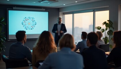 Business Presentation in Modern Conference Room