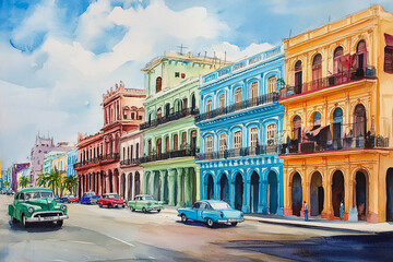 Fototapeta premium Watercolor paintings, tourist attractions around the world