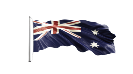 Australian Flag Isolated on White Background – National Symbol of Australia with Commonwealth Star and Southern Cross