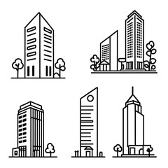モダンビルと商業施設アイコン集｜Modern Building and Commercial Icons