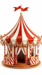 Fototapeta premium Red and white striped carnival tent, fairground, fun