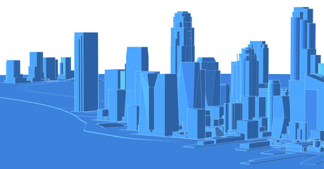 Fototapeta premium modern city panorama 3d illustration 