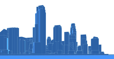 Naklejka premium modern city panorama 3d illustration 