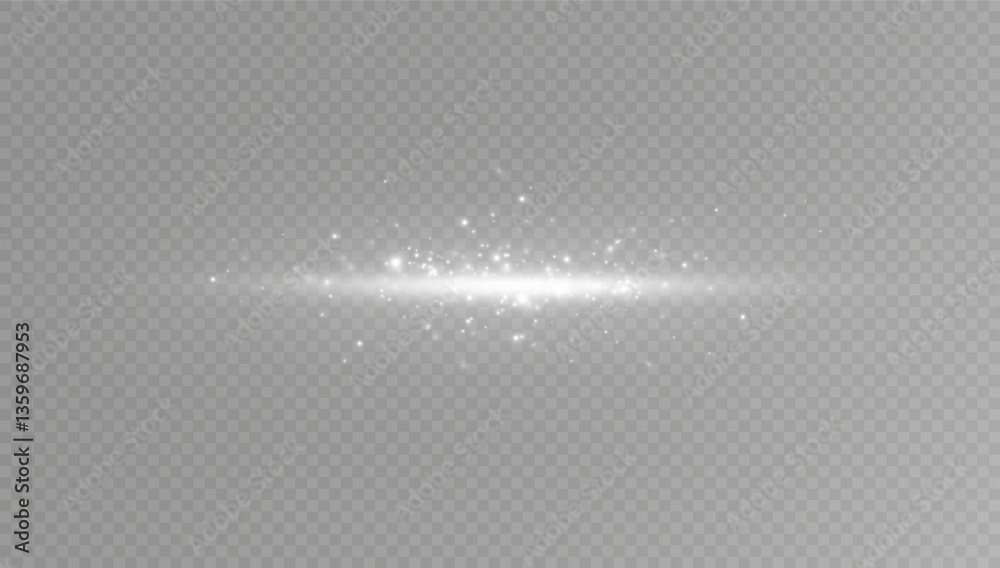 Poster Horizontal dynamic light lines. Bright rays of light. Vector illustration. Bright white flashes and highlights.
