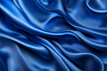 Obraz premium Blue satin fabric texture, smooth flowing drapes, elegant and luxurious feel, ideal for background or design element