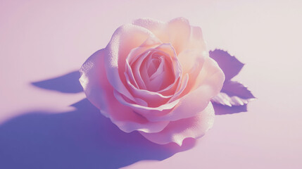Fototapeta premium Soft pink rose on a pale background. Delicate petals and gentle light.