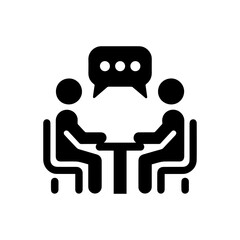 simple black meeting glyph icon. people meeting  talk icon.