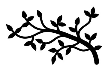 Spring branch silhouette on white background.